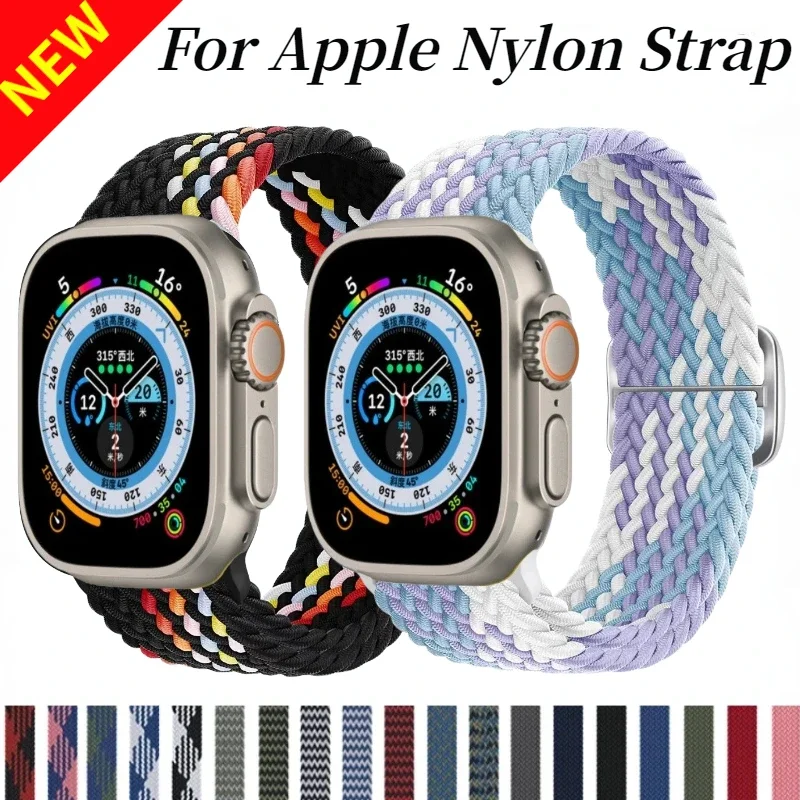 Nylon Strap for Apple Watch Band 10 9 8 7 45mm 41mm 42mm 46mm Ultra 49mm Comfortable Adjustable Bracelet iWatch 6 5 4 SE Correa