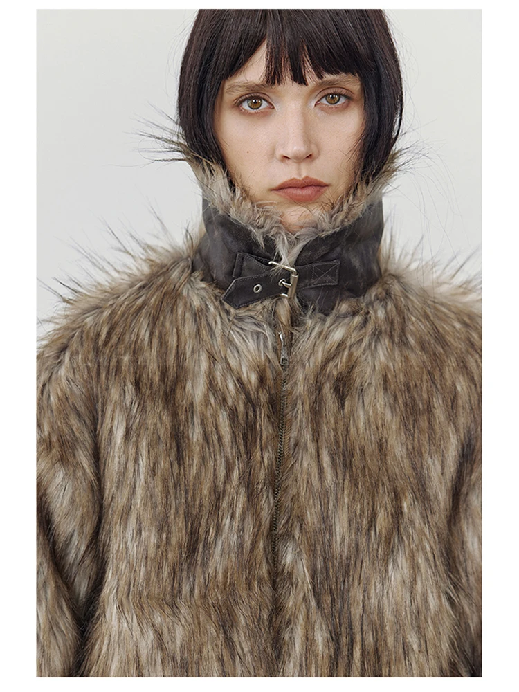Mauroicardi Spring Winter Cool Short Warm Thick Hairy Shaggy Patchwork Faux Fox Fur Coat Jacket Women Luxury Designer Clothes
