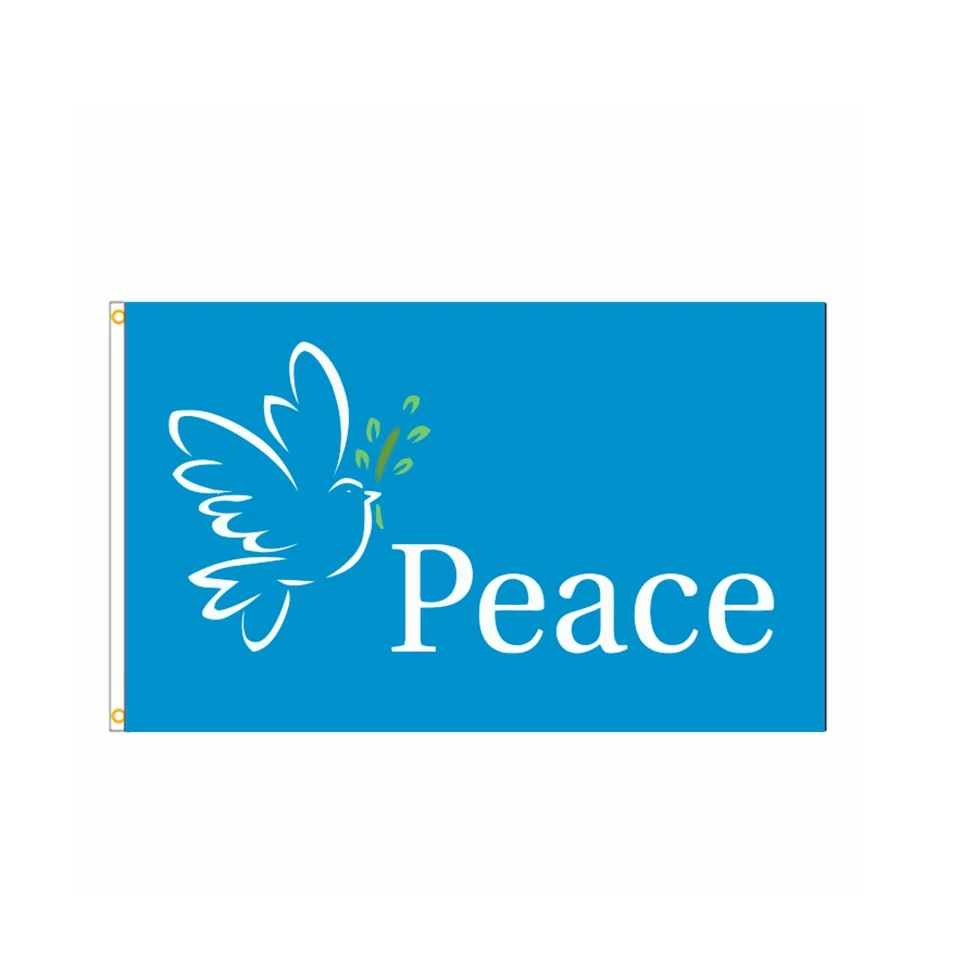 Peace Dove Flag White Olive Branch Banner 2x3ft 3x5ft for Garden Wall Decor International Peace Day Polyester with Brass Grommet