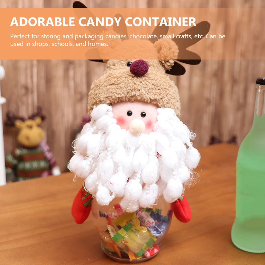 

2 Pcs Christmas Decorations Containers Cookie Jar Plastic Candy Bottle Holiday Storage Case Gift Box
