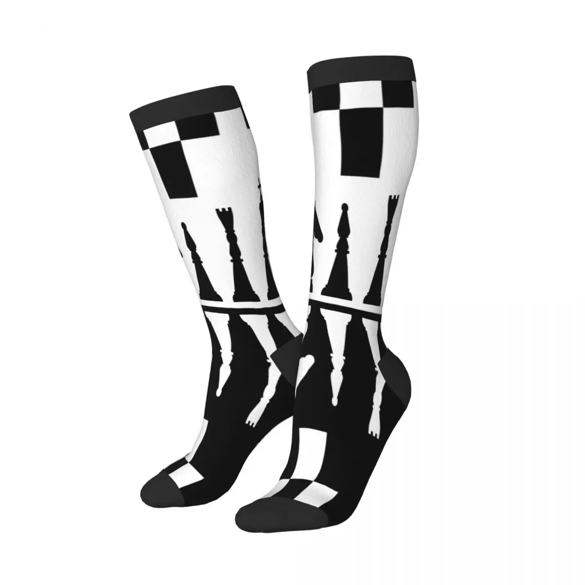 Knee Long Stocking Black And White Chess Pieces Adult Socks Stockings