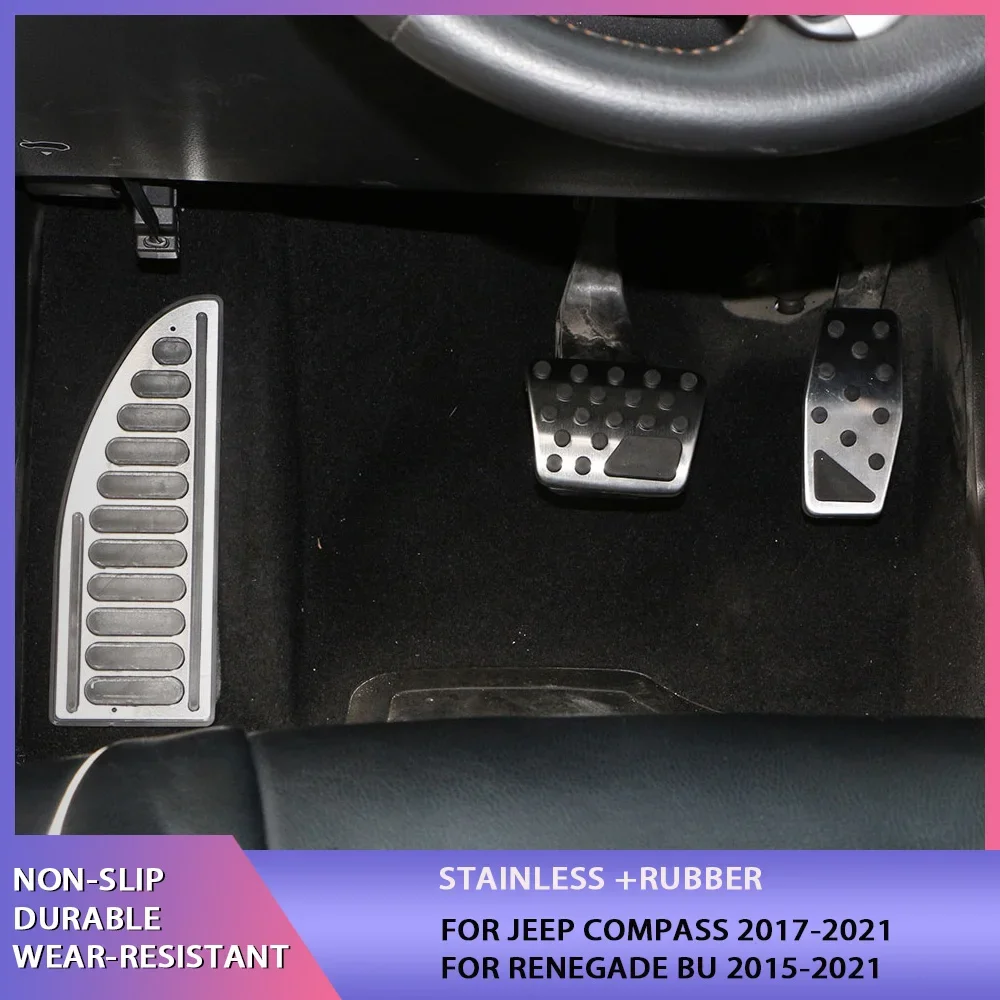 For Jeep Renegade 2015 - 2023 Compass 2017 - 2020 Stainless Steel Accelerator Pedal Gas Brake Pedals Cover Rest Pedals