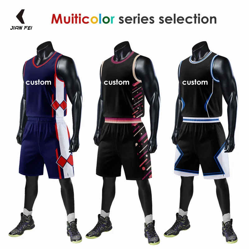 

Adults Polyester Basketball Wear Cheap Mens Basketball Jersey Uniform Design Color Blue Plus Size Breathable Shirts VL870