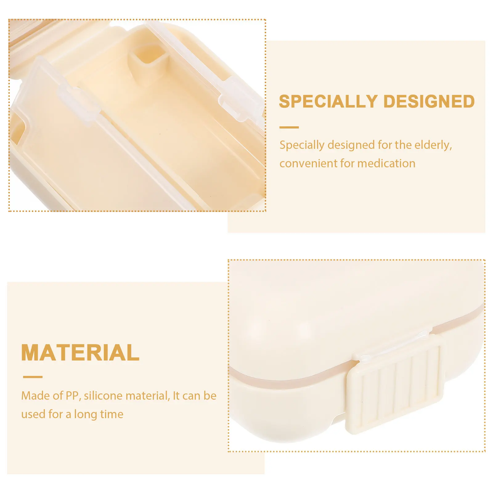 Portable Mini Pill Box Organizer with Independent Compartments for Travel Daily Medication Storage Safe Sealed Design White