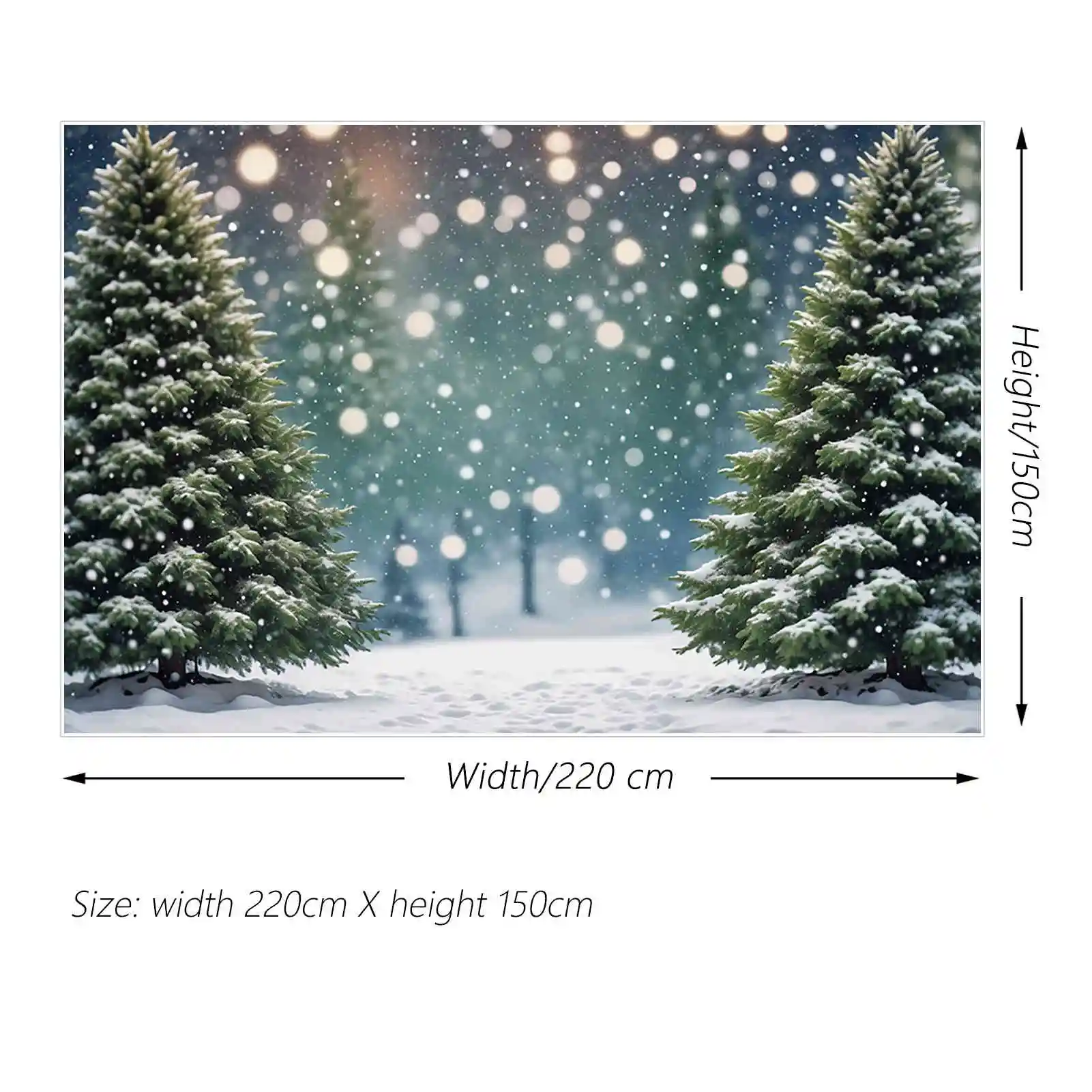 MOON.QG 2024 Christmas Pine Tree Backdrops Snow Winter Bokeh Children Outdoor Background Custom Party Decor Photography Supplies