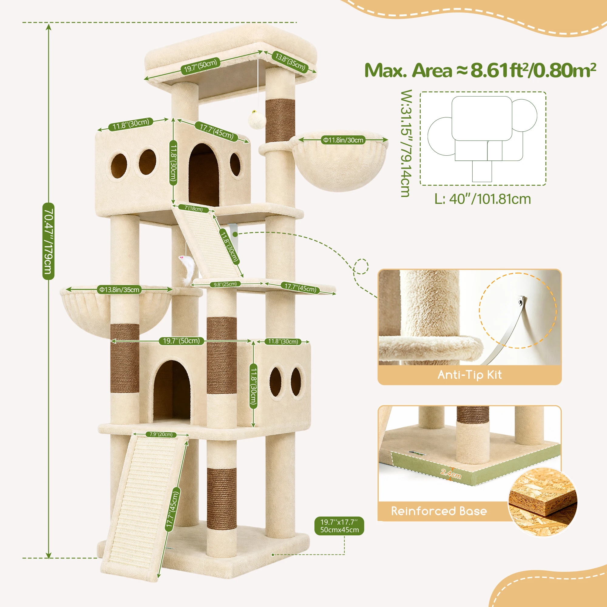 Globlazer, torre para gatos de - Cat Scratching Post Sisal Tree Tower reseña y precio
