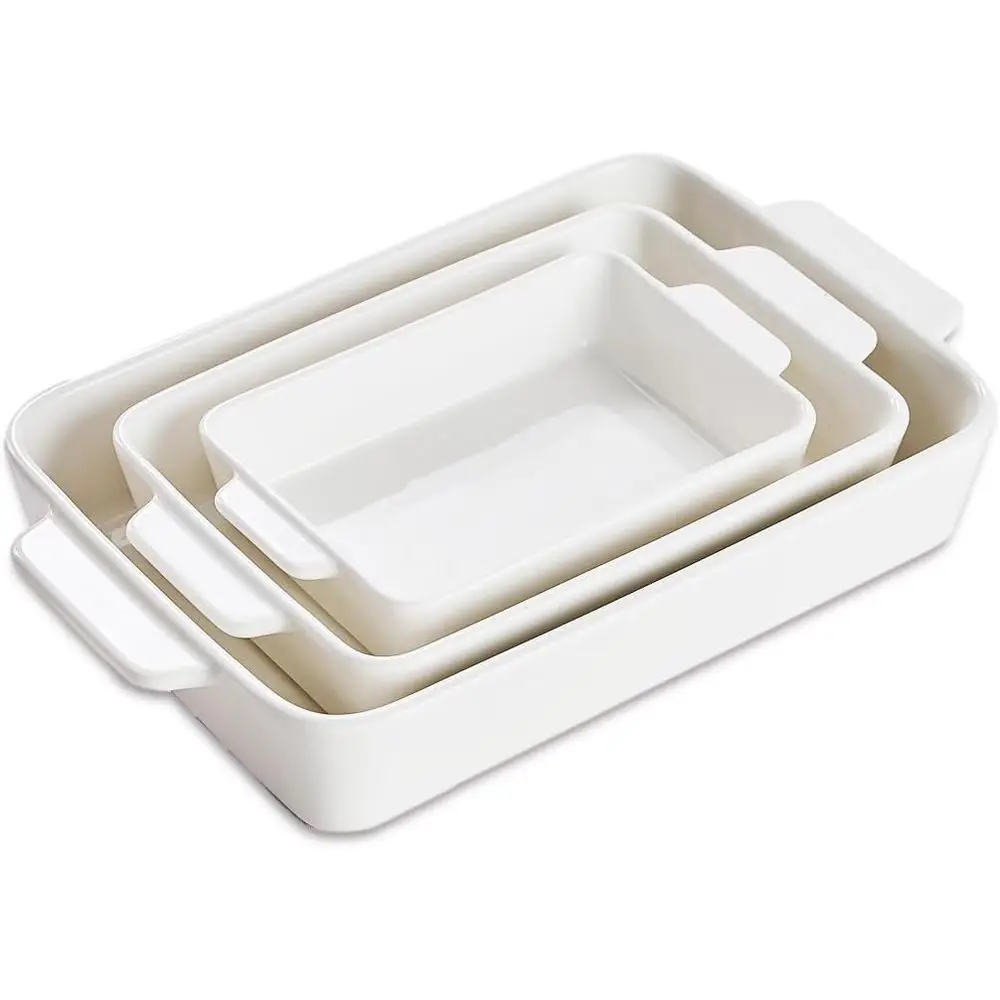 

Casserole Dishes, Oven-Safe Lasagna Dish with Handle, 3-Piece Deep Pan Set