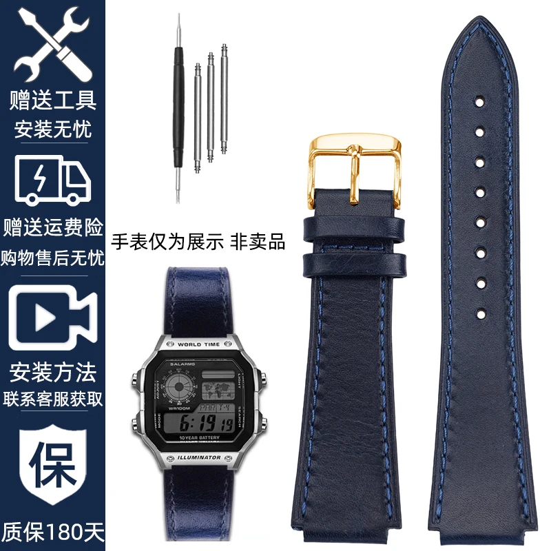 Retro Echtes Leder Armband Für Casio AE1200 AE1300 A158W/A168 W-216H Vintage Uhr Strap konvexen mund männer armband 18MM 7