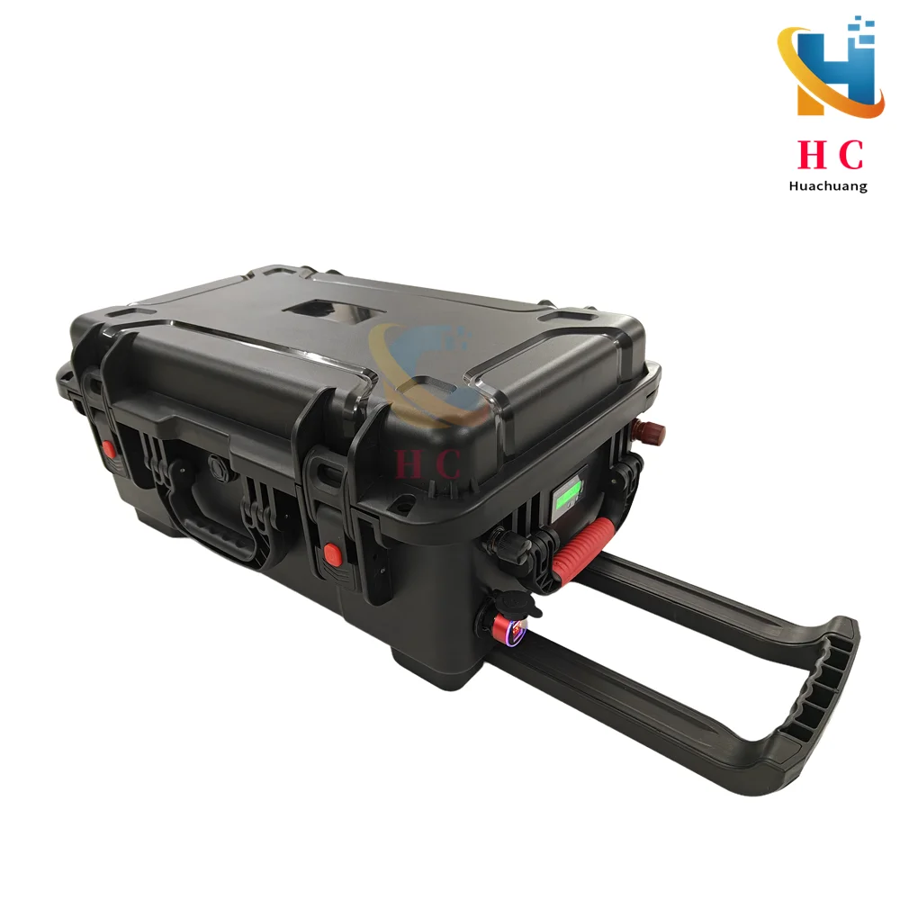 HC_waterproof 12V 300AH Lifepo4 battery lithium BMS with wheel trolley case for boat Solar System golf cart EV UPS +20A Charge
