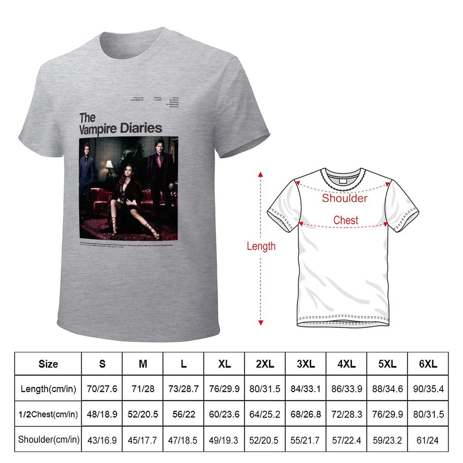 The Vampire Diaries series poster T-shirt plain oversized Short sleeve tee men t shirts