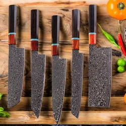 Damascus Steel Japanese Chef Knife Kitchen Meat Cleaver Sushi Fish Vegetable Cutter Nakiri Slicing Cooking Tools