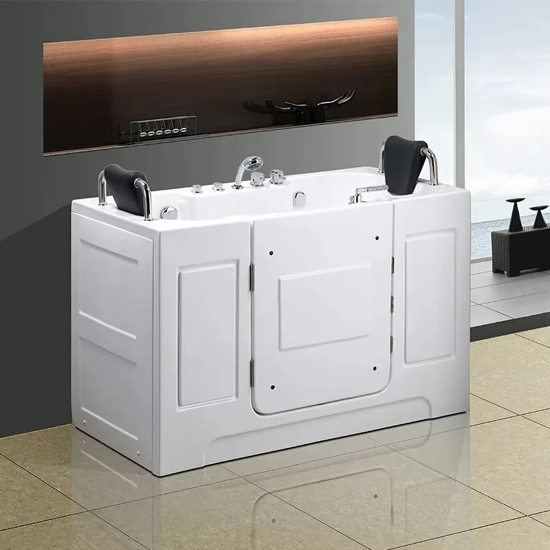 Accessible door and walk-in for the elderly, non-slip massage and heated bathtub