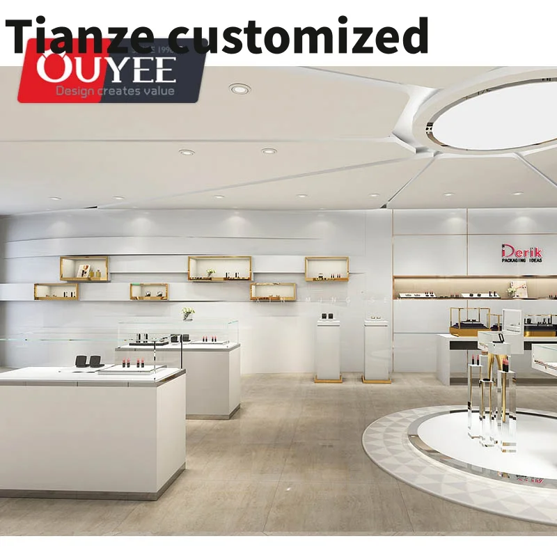 Customized-Luxury Perfume Shop Interior Designed Display Furniture With Wooden Customized Cabinet Counter Furniture