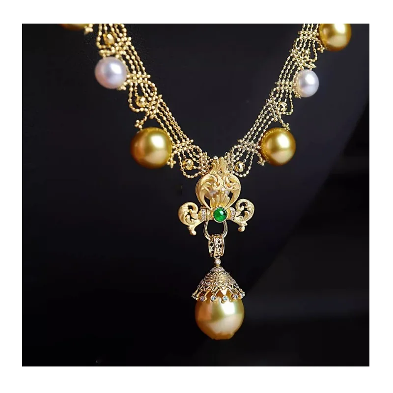 

Western Antique Style Versatile Necklace Universal Buckle Emerald Gold-plated Accessories High-end Gorgeous Temperament Accessor