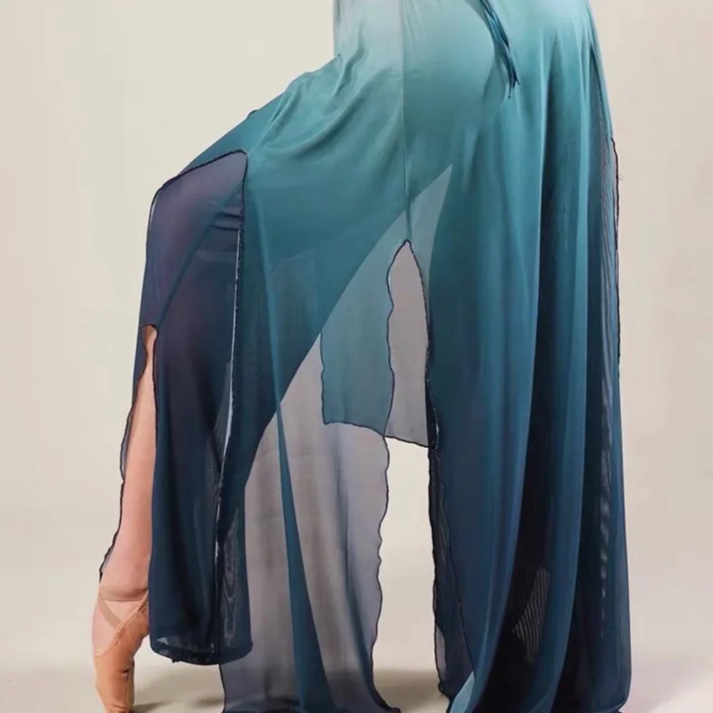Classical Dance Body Rhyme Gauze Dress Elegant Fairy Top Split Skirt Chinese Ancient Folk Dance Performance Stage Clothes