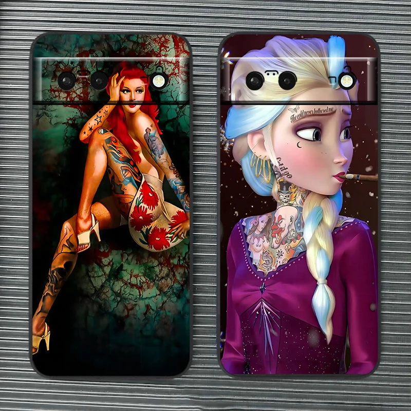 Bad Woman Disney Princess For Google Pixel 9 8 7A 7 6A 6 5A 5 4 4A XL 5G Black Silicon Shockproof Shell Cover Phone Case