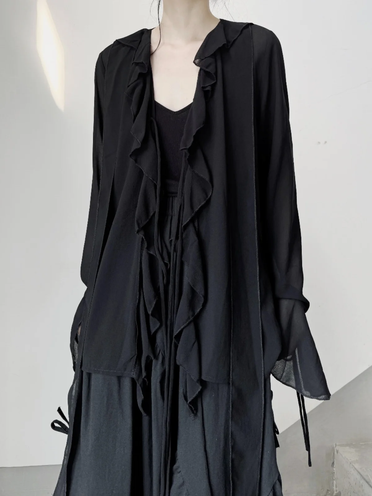 

Женская длинная сарафанная юбка Ele V-Ne с защитой от солнца, свободного кроя, из полиэстера, с кружевным декором «древесный узор» и поясом