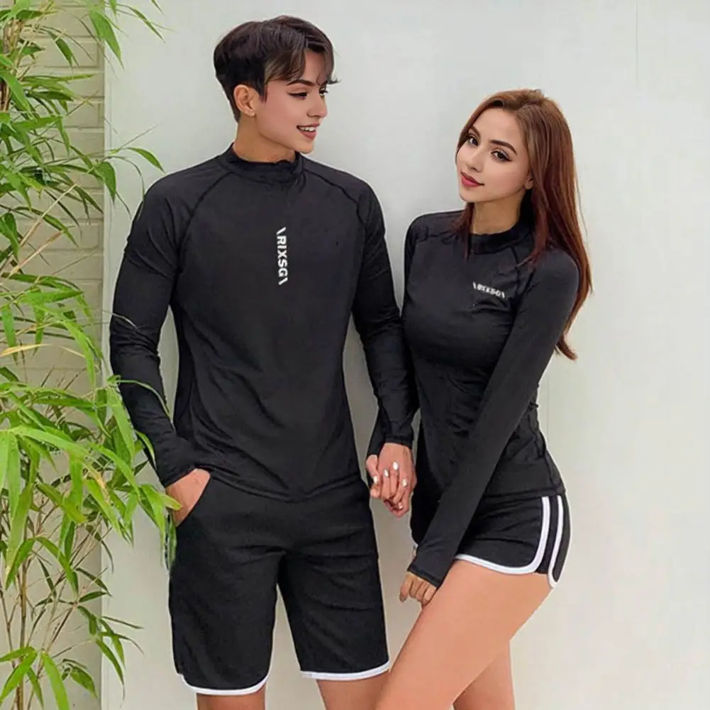 Long-sleeve Swimsuit Snorkeling Wetsuit Quick-drying Unisex Swimsuit Set with Leaf Print Long Sleeves for Couples for Surfing