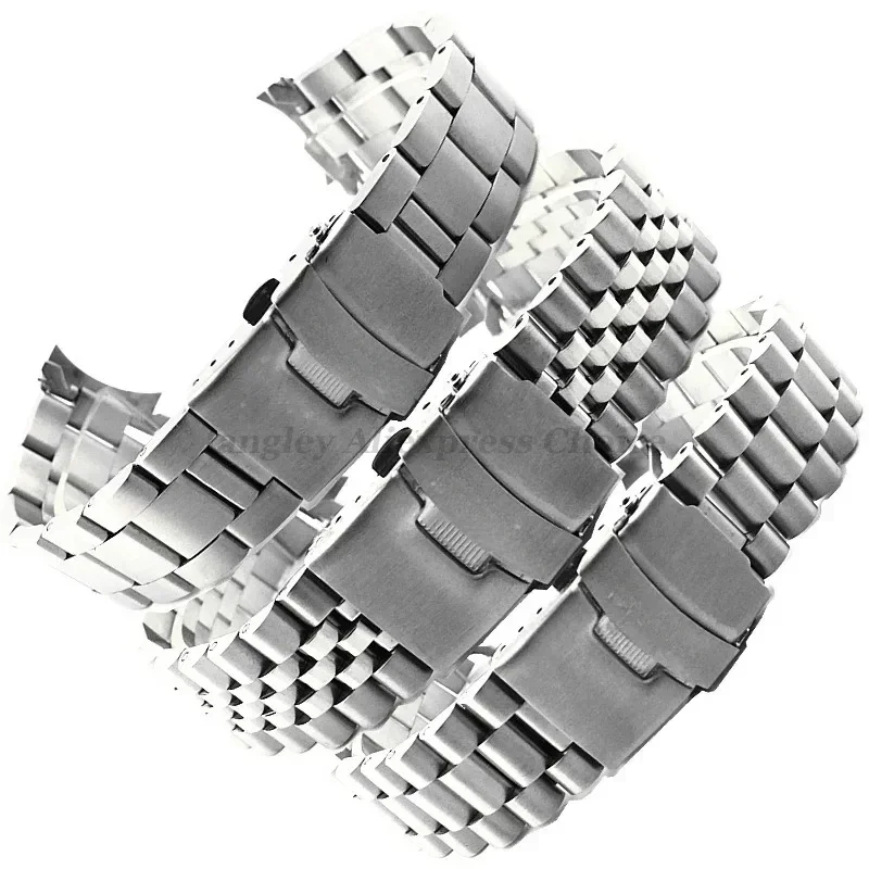 Solid Stainless Steel Band For Seiko 20mm 22mm Men\'s Sports Strap Srpd Skx007/Skx009 SRPD63K1 Jubilee Oyster Curved End Bracelet