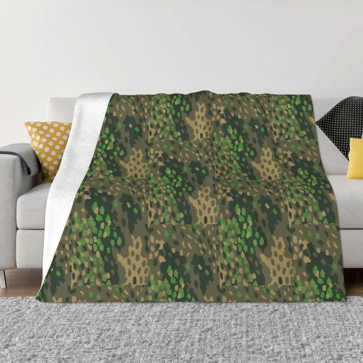 Dot 44 German WW2 Camouflage Blanket Flannel Spring Autumn Multifunction Ultra-Soft Throw Blankets for Bedding Travel Quilt