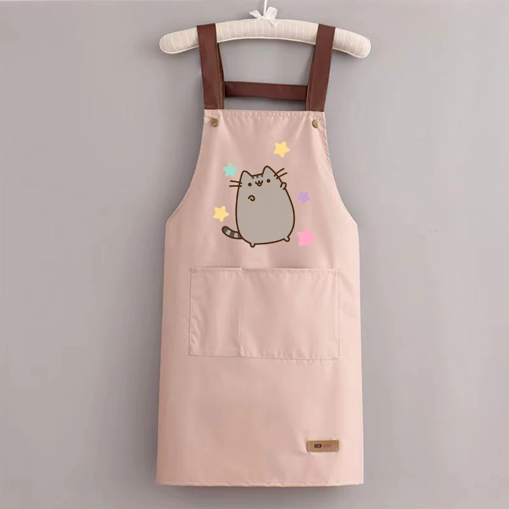 New Pusheen Cat Kitchen Aprons for Woman Men Chef Work Apron for Grill Restaurant Bar Shop Cafes Beauty Nails Studios Uniform