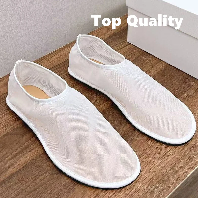 

2024 Women's Summer Breathable mesh flat shoes Ballet style Genuine leather sole Solid Color Top Quality