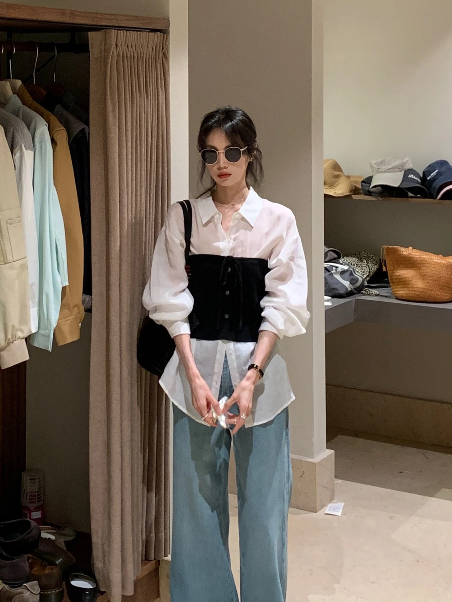 

Ele Linen irt Knitted Vest Set Spring New Slimming Top Versatile Wear High Quali Faionable Women's Ensemble