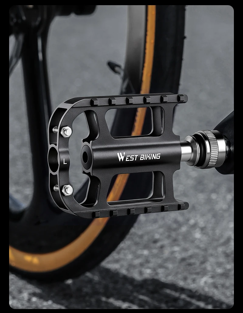 WEST BIKING Fahrradpedale mit Schnellspanner, Aluminiumlegierung, 3 abgedichtete Lager, rutschfest, 14 mm Cr-Mo-Achse, leichte MTB- und Rennradpedale – Detail 22
