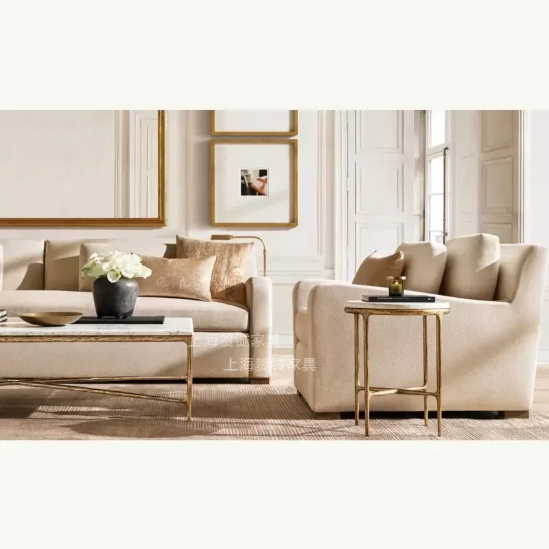 Rectangle coffee table designer light luxury marble living room coffee table round table