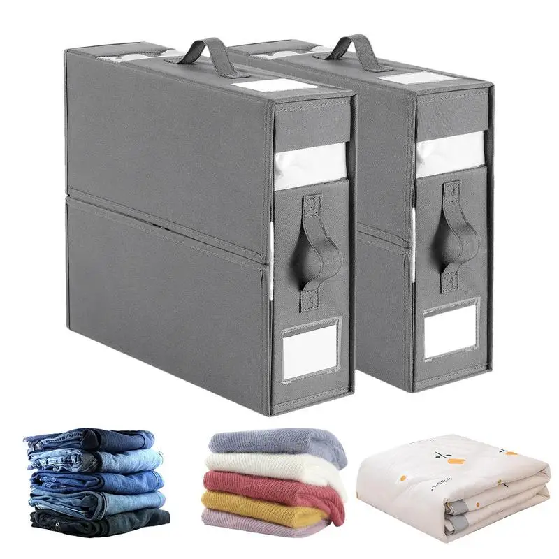 Bed Sheet Organizer 2-piece Set Of Fabric Wardrobe Storage Box Foldable Sheet Organizer For Closet, Sheets Set Folder Keeper