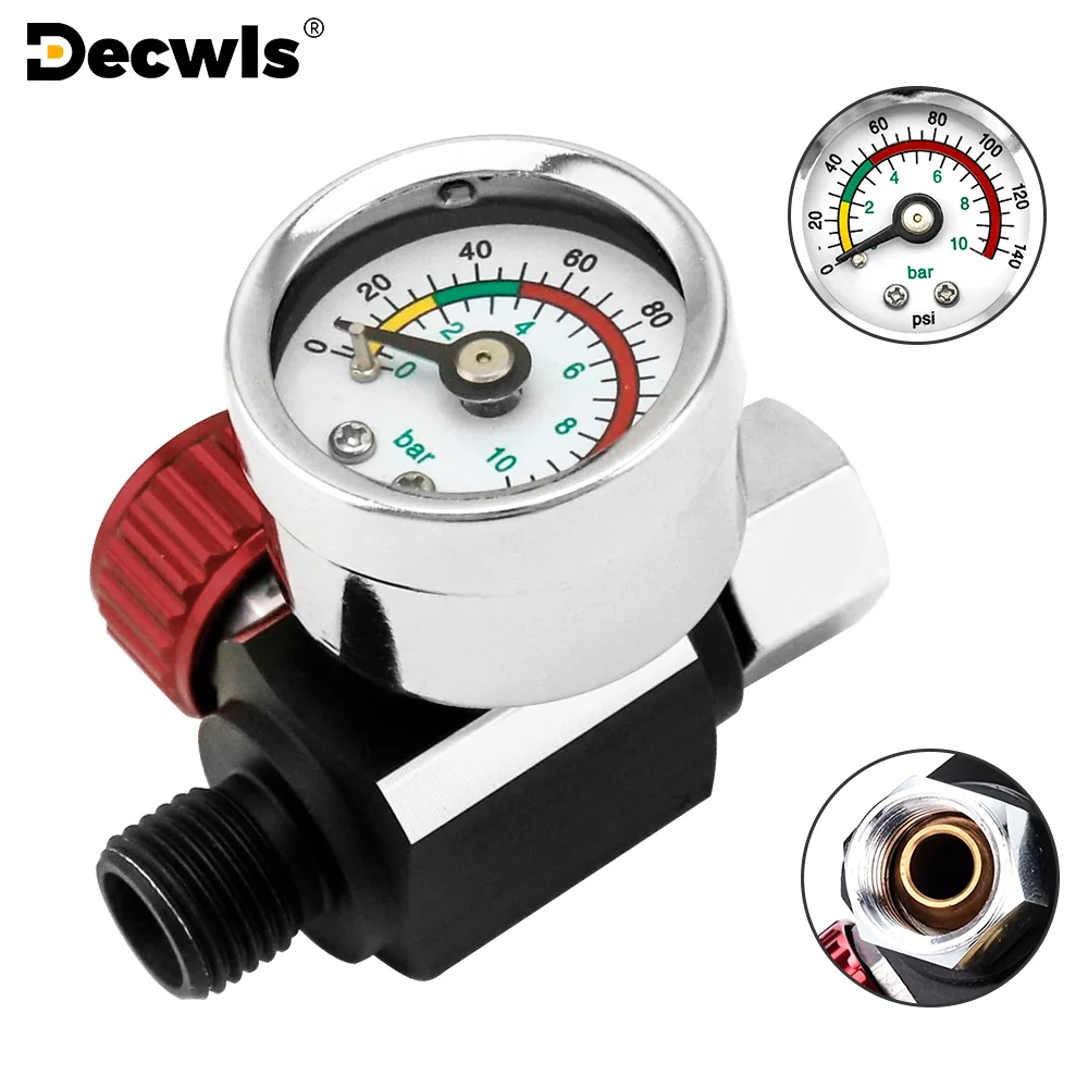 Aluminum Alloy Air Compressor Regulator with Pressure Gauge G1/4 Easy to Install For Spray Guns And Pneumatic Tools Accessory