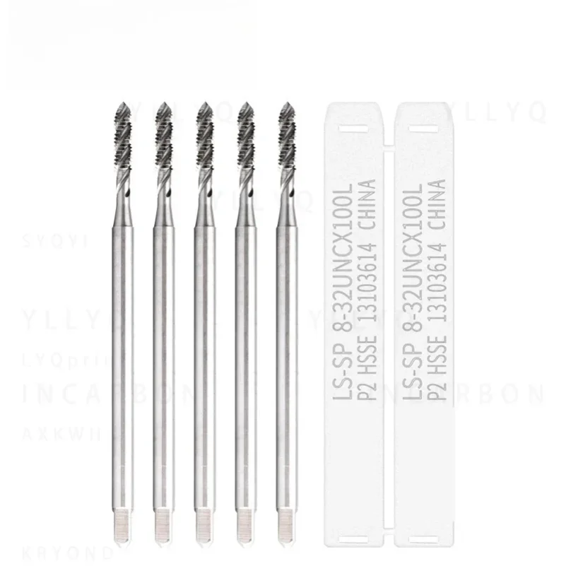 HSSE-M35 JIS Standard Long Shank 100MM Spiral Fluted Tap UNC 2-56 6-32 8-32 1/4 UNF 10-32 Machine Screw Thread Taps