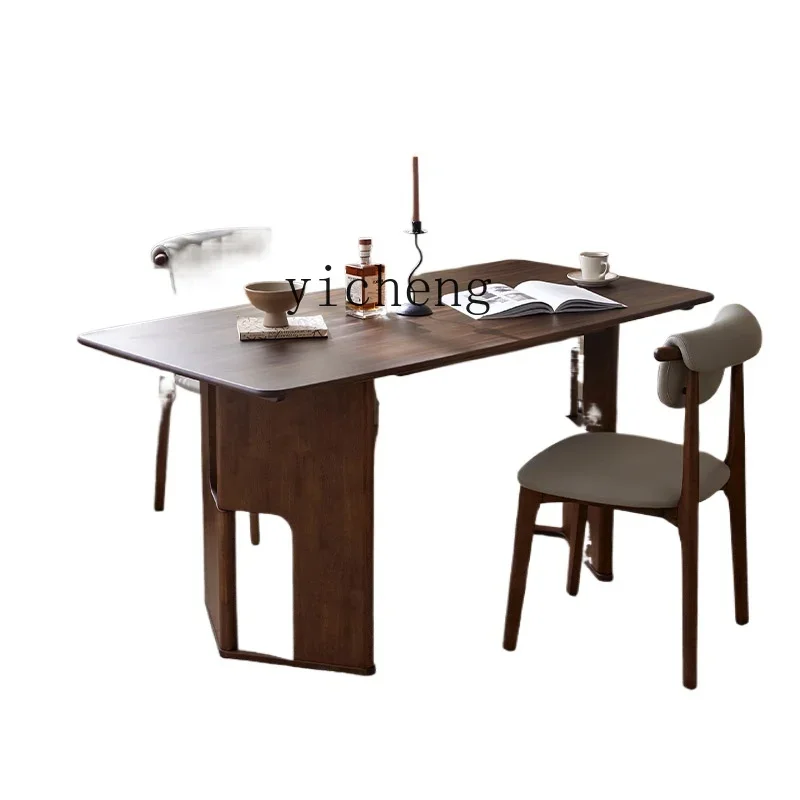 ZZ black walnut solid wood dining table home workbench