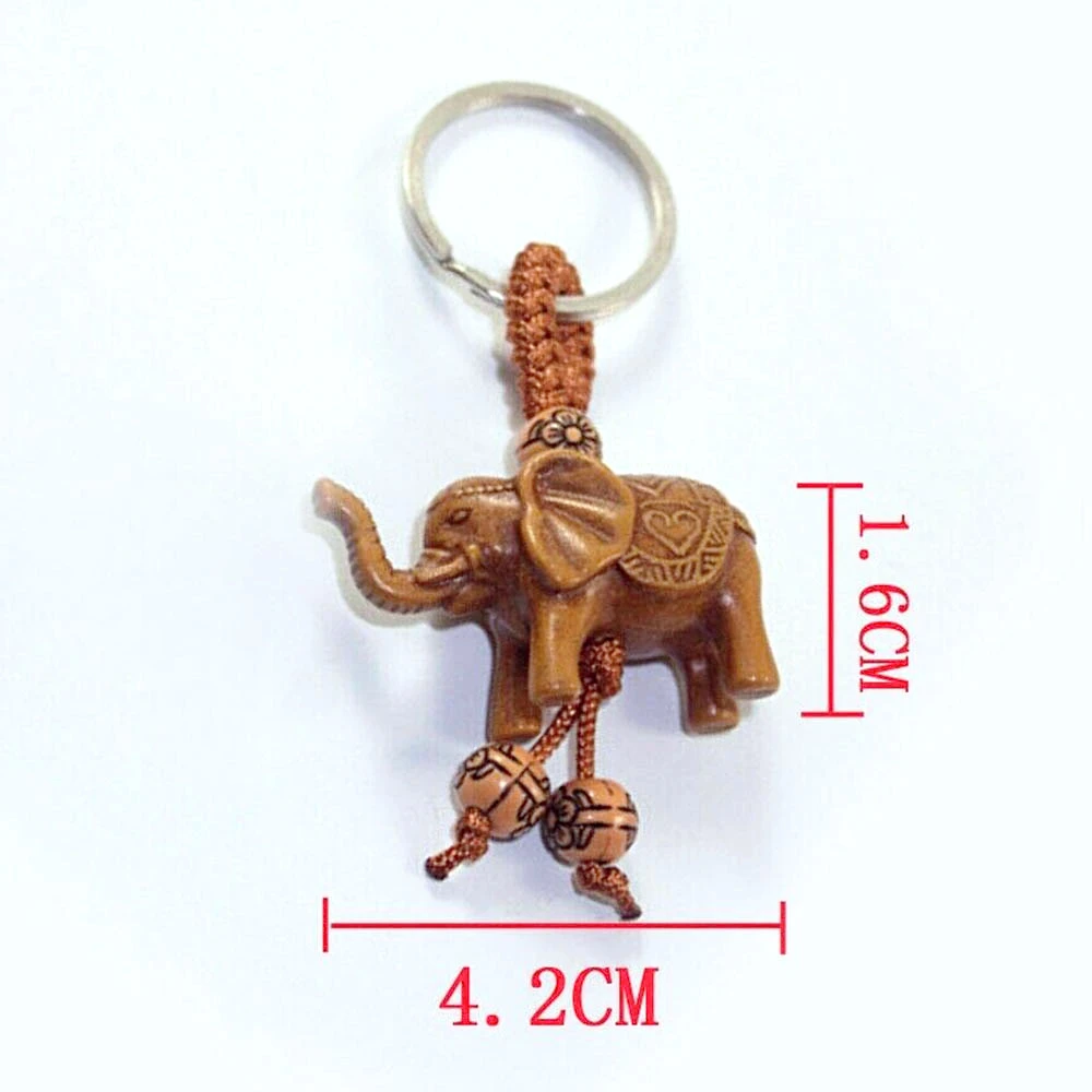 Lucky Elephant Keychain Key Ring Chain Evil Defends Gifts Exquisite Carving Pendant Cute Amulets Keyring