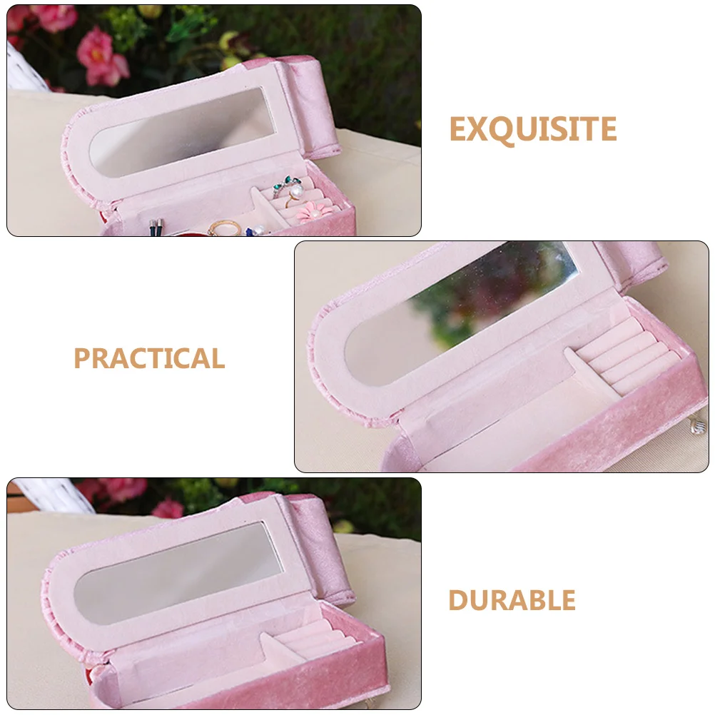 

Sofa Shape Box Flannel Storage for Rings Earrings Small Beads Portable Sofa Shape Jewelry Box ganizer Christmas Gift