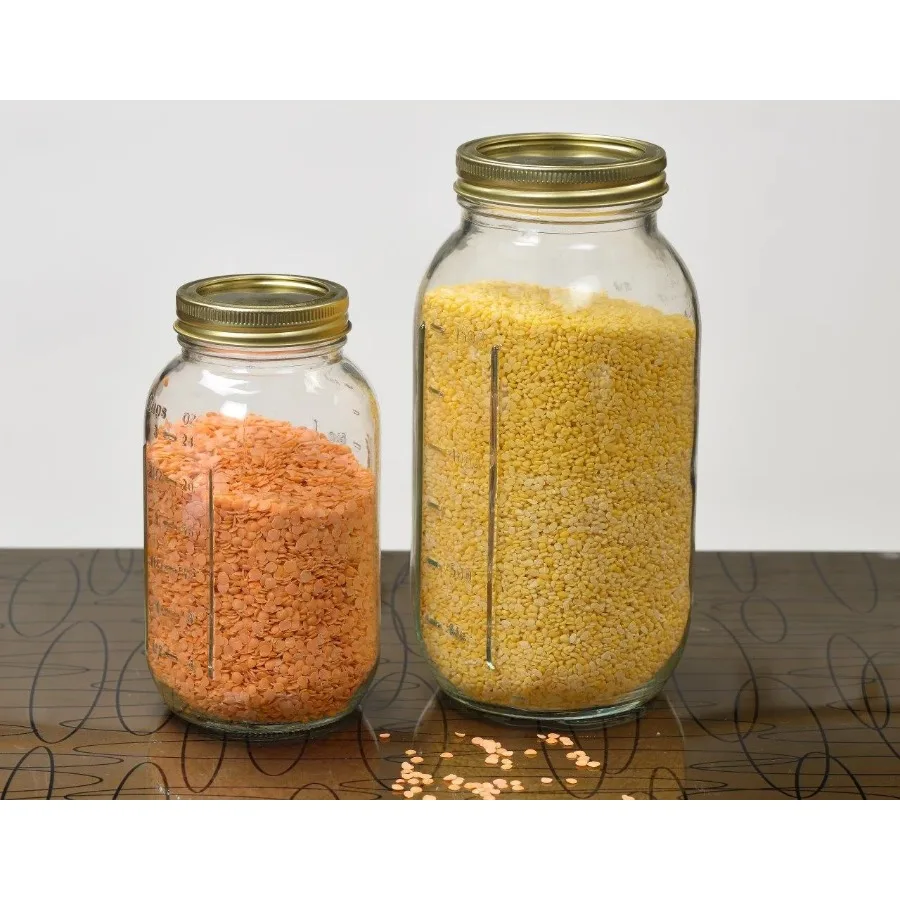 Half Gallon Mason Jars 6pk, Wide Mouth 64 oz Glass Storage Jars and Lids, Extra Large Size for Sourdough Starter, Sun Tea