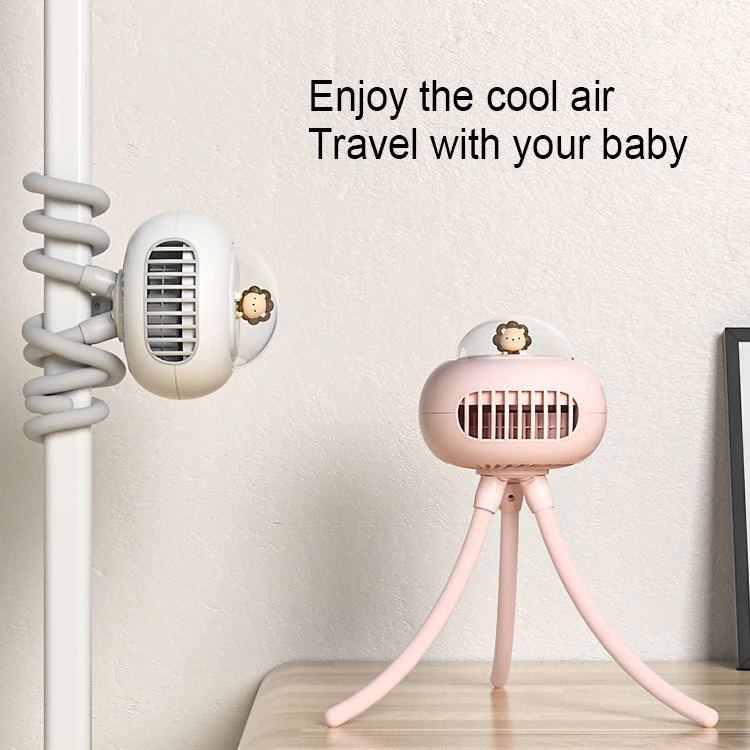 مروحة كهربائية ثلاثية القوائم لسطح المكتب بقدرة 1200 مللي أمبير في الساعة، مروحة محمولة قابلة لإعادة الشحن للسفر، مروحة عربة أطفال صغيرة بمنفذ USB