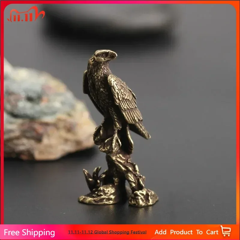 

1PC Handmade Antique Eagle Ornament Made of Brass, A Small Eagle Copper Ornament, A Branch Eagle Office Desktop Decoration