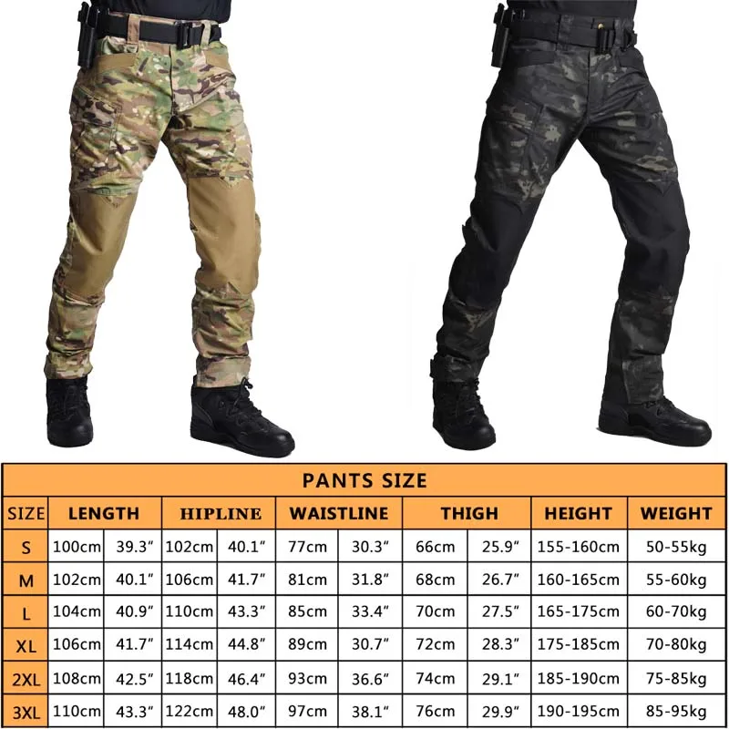 HAN WILD Tactical Pants Men Outdoor Camping Pant Combat Trousers Fishing Pants Tear-proof Hiking Pants Camouflage Hunting Pants