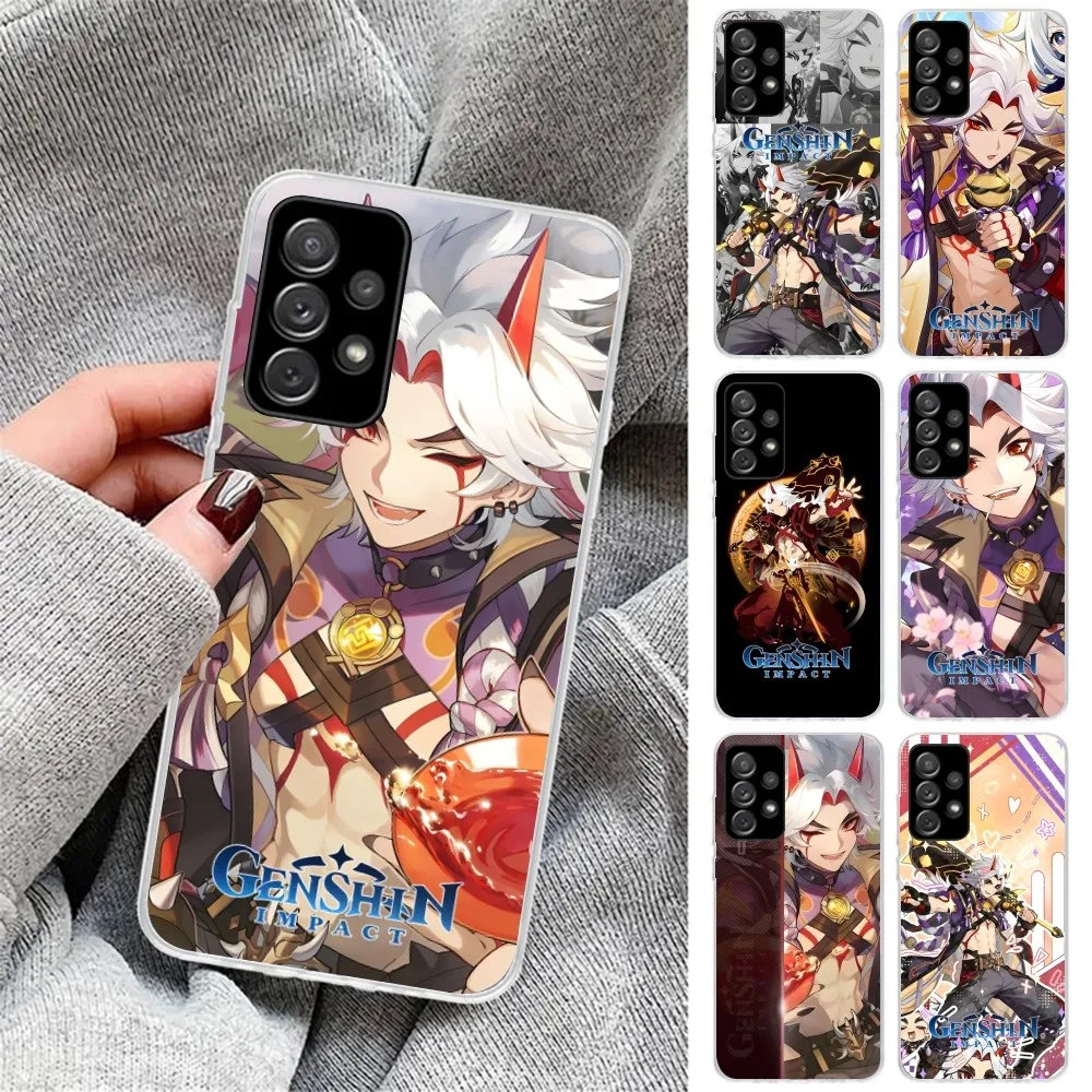 Genshin Impact Arataki Itto Cell Phone Case for Samsung Galaxy S23 S22 S21 Plus Ultra A12 A32 A53 Clear Phone Cover Shell