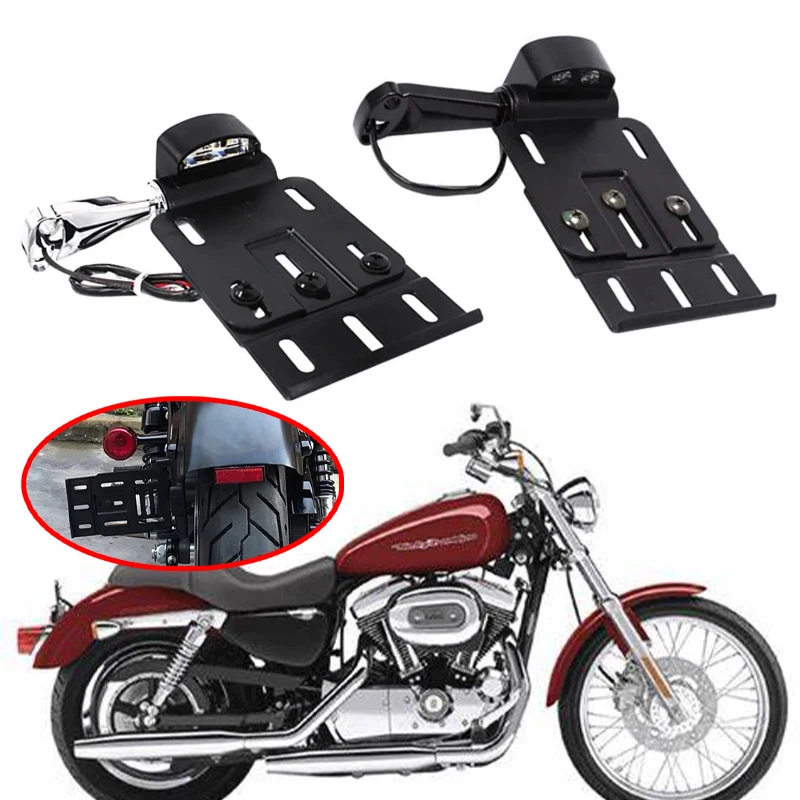 

Foldable Side-Mount License Plate Frame Fender with LED Light Fit For Sportster XL 1200 883 2004-2016 License Plate Bracket