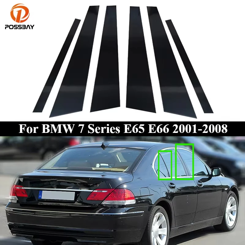 

6Pcs For BMW 7 Series E65 E66 2001 2002 2003 2004 2005 2006 2007 2008 Car Window Door Pillar Posts Trim B C Column Cover Sticker