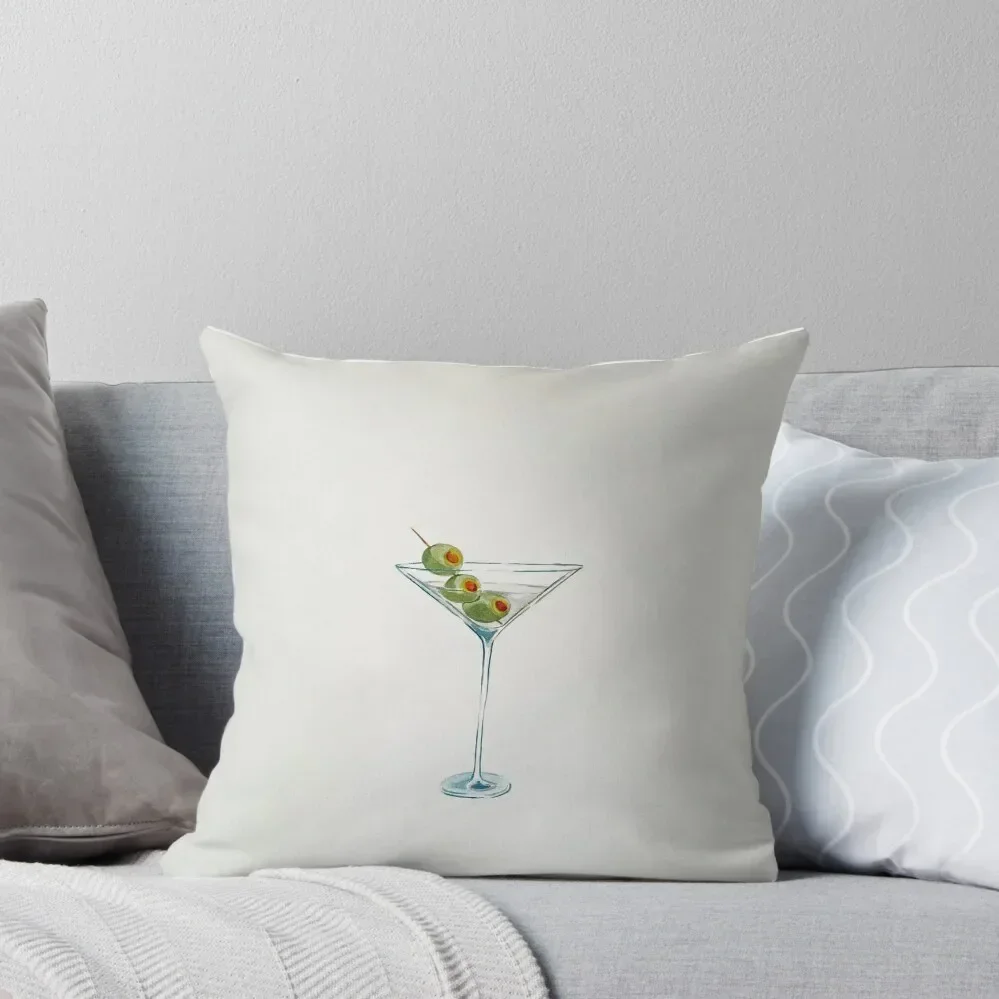 Martini Glass Painting with Green Olives Throw Pillow Sofa Pillow Cover Cushion Covers For Living Room pillow