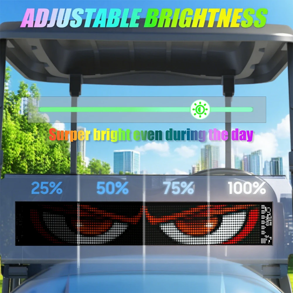 Panneau matriciel LED à commande vocale AI, panneau de voiture Devil Eye avec synchronisation de la musique, écran publicitaire Flexible, affichage de pixels rvb pour voitures