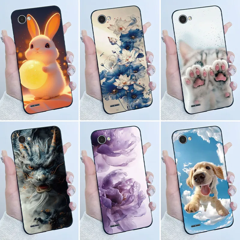 Funda para LG Q6 / Q6 Alpha Q6a / Q6 Plus Q6+ X600 X600K X600S, funda de teléfono de lujo, bonita y genial, color negro mate, funda trasera de silicona suave