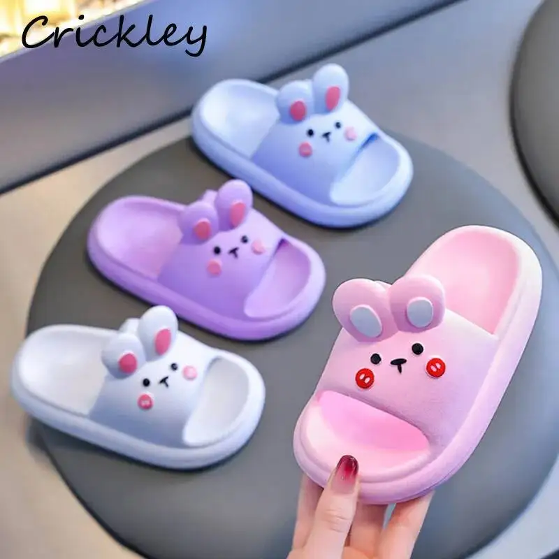 

New Rabbit Cute Children Slippers Summer Cartoon PVC Soft Girls Indoor Slippers Pool Bathing Non Slip Kids Beach Shoes