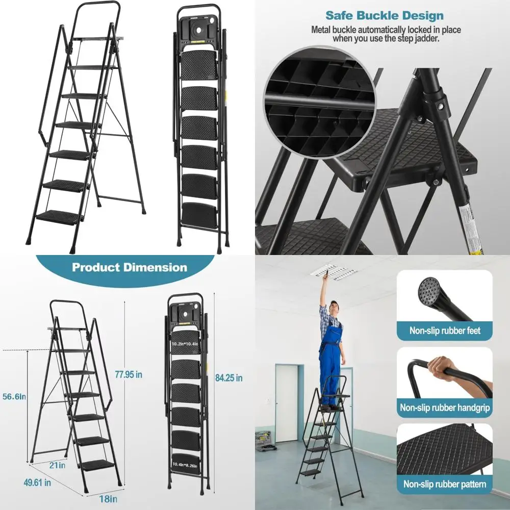 

Прочная стальная 6-ступенчатая лестница с платформой для инструментов и поручнями для домашней живописи и мероприятий на открытом воздухе