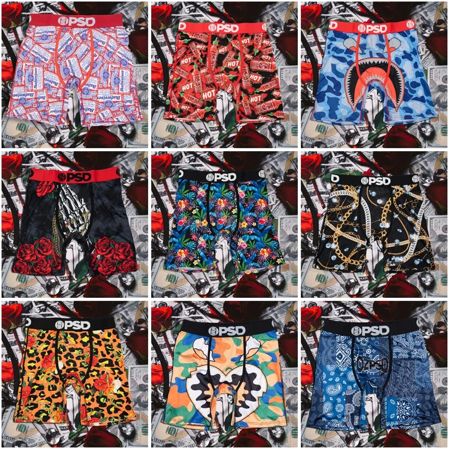 

Men Boxershorts Nylon Breathable Mesh Crotch Man Underwear Men's Panties Plus Size L-2XL Mens Underpants Print Men Boxer Briefs
