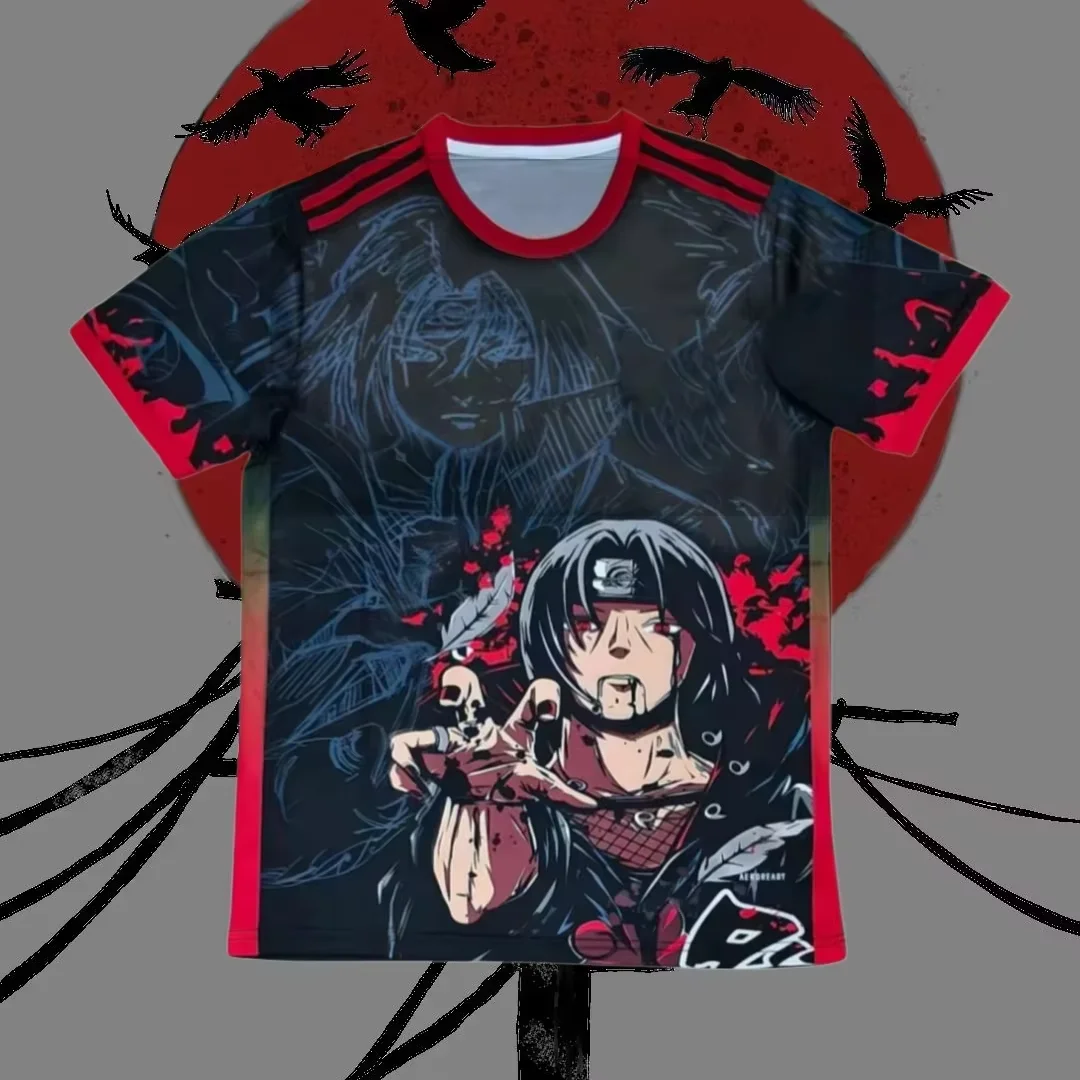 Japan Anime Naruto Itachi Uchiha 3D-Druck Unisex Fußballtrikot Schnelltrocknend Atmungsaktiv Kurzarm Anime Fußballshirt – Detail 2