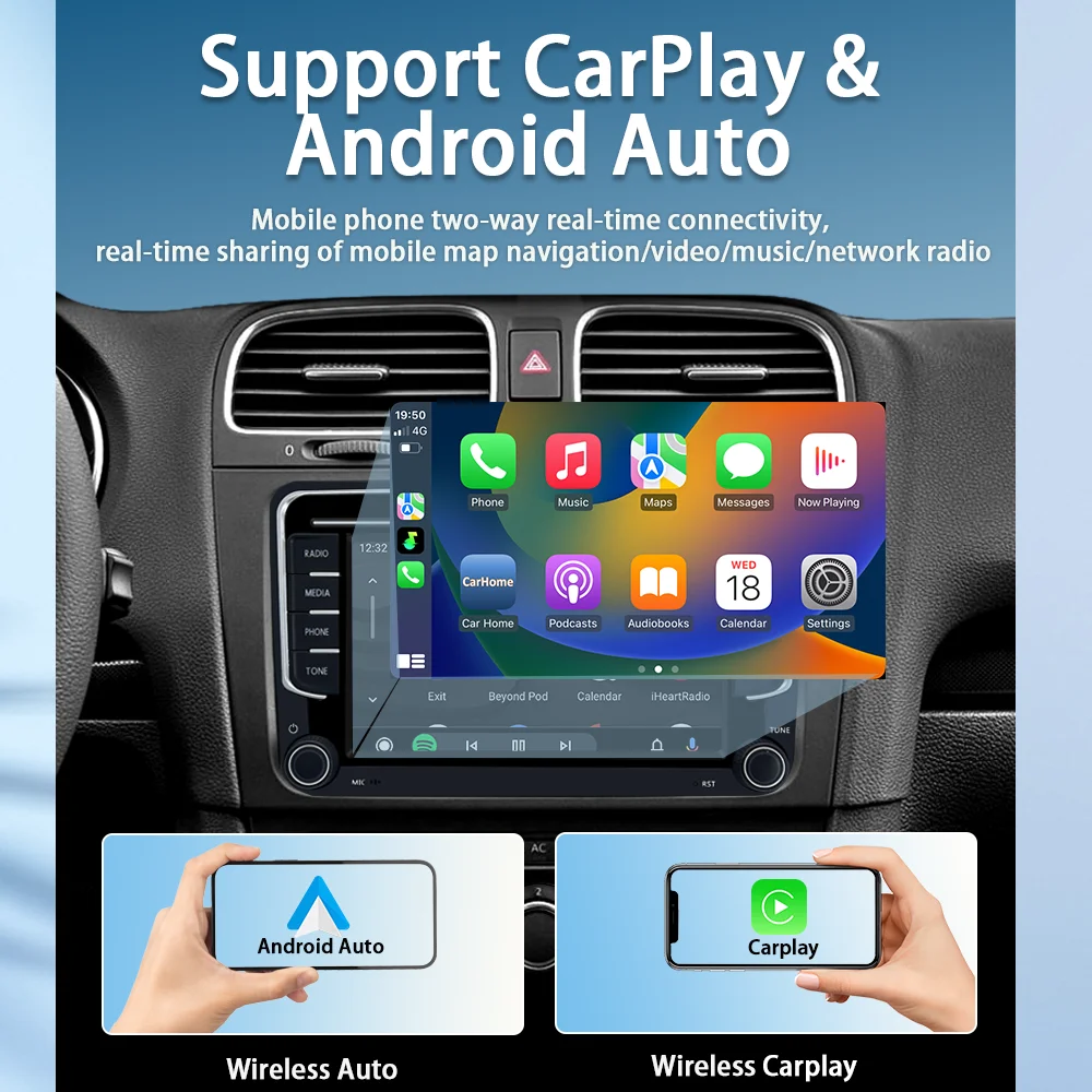 Linux System 7inch Universal Car Radio for Volkswagen VW Passat B6 B7 T5 Tiguan Touran GOLF POLO Wireless CarPlay Android Auto
